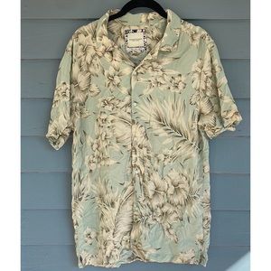Tropical Print Collared Button-Down Shirt